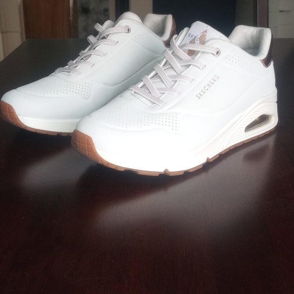 Skechers Women's White and Brown Sneakers - Picture 2 of 4